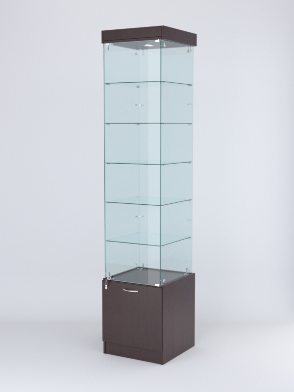 Витрина стеклянная "КРИСТАЛЛ" №502 (с дверкой, задняя стенка - стекло) Дуб Венге