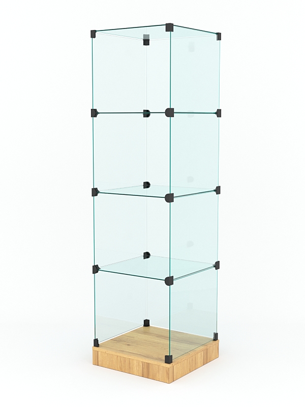 Витрина стеклянная "КУБ" №2 стаканчик (без дверок, передняя стенка - стекло) Дуб Золотистый