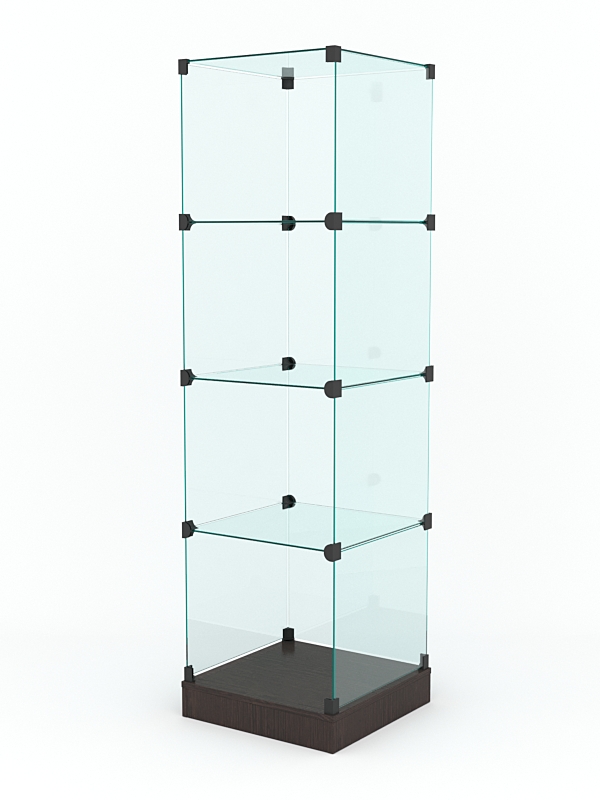 Витрина стеклянная "КУБ" №2 стаканчик (без дверок, передняя стенка - стекло) Дуб Венге