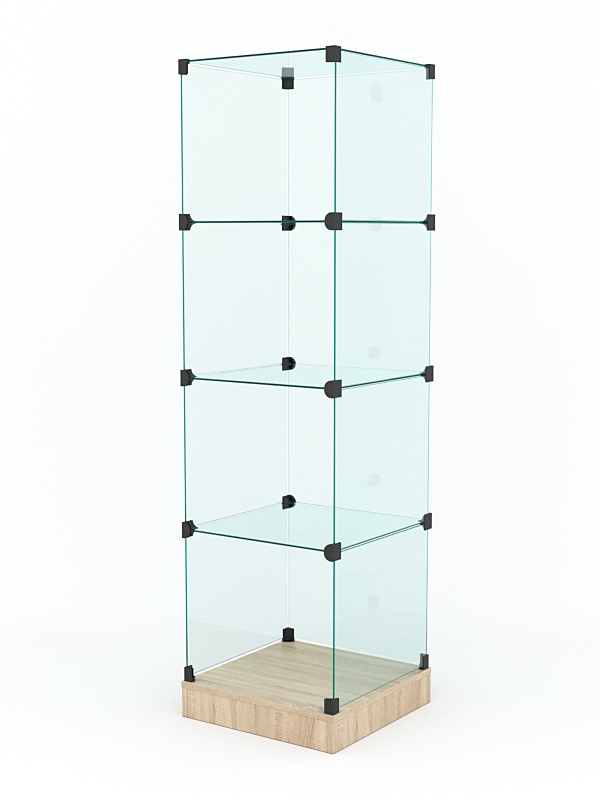 Витрина стеклянная "КУБ" №2 стаканчик (без дверок, передняя стенка - стекло) Дуб Сонома