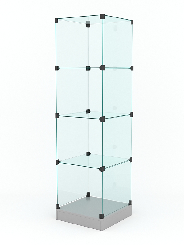 Витрина стеклянная "КУБ" №2 стаканчик (без дверок, передняя стенка - стекло) Серый