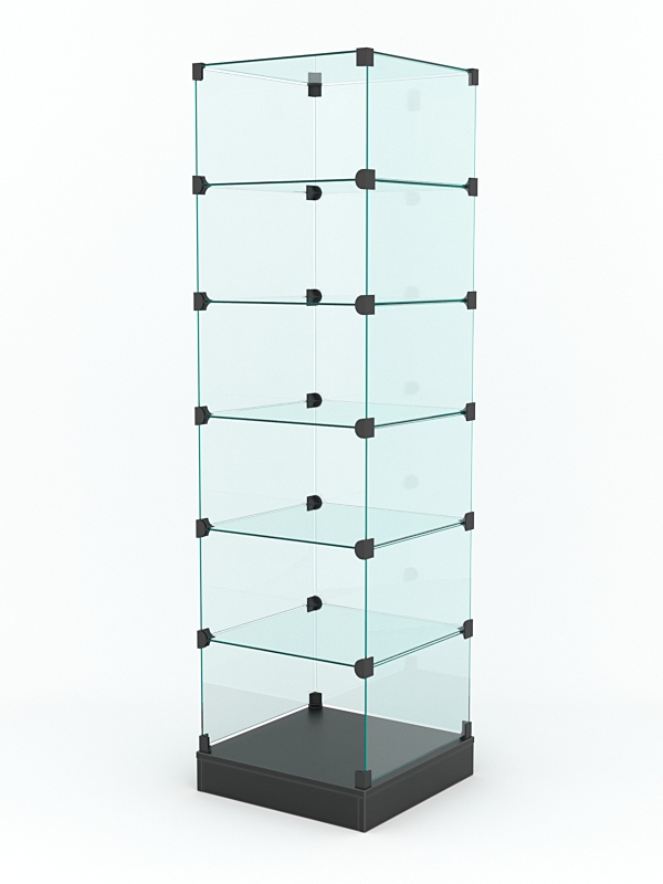 Витрина стеклянная "КУБ" №502 стаканчик (без дверок, передняя стенка - стекло) Черный