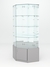 Витрина стеклянная "ИСТРА" угловая №120 шестигранная (без дверки задние стенки - зеркало) Серый