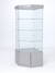 Витрина стеклянная "ИСТРА" угловая №113 пятигранная (без дверки, задние стенки - стекло) Серый